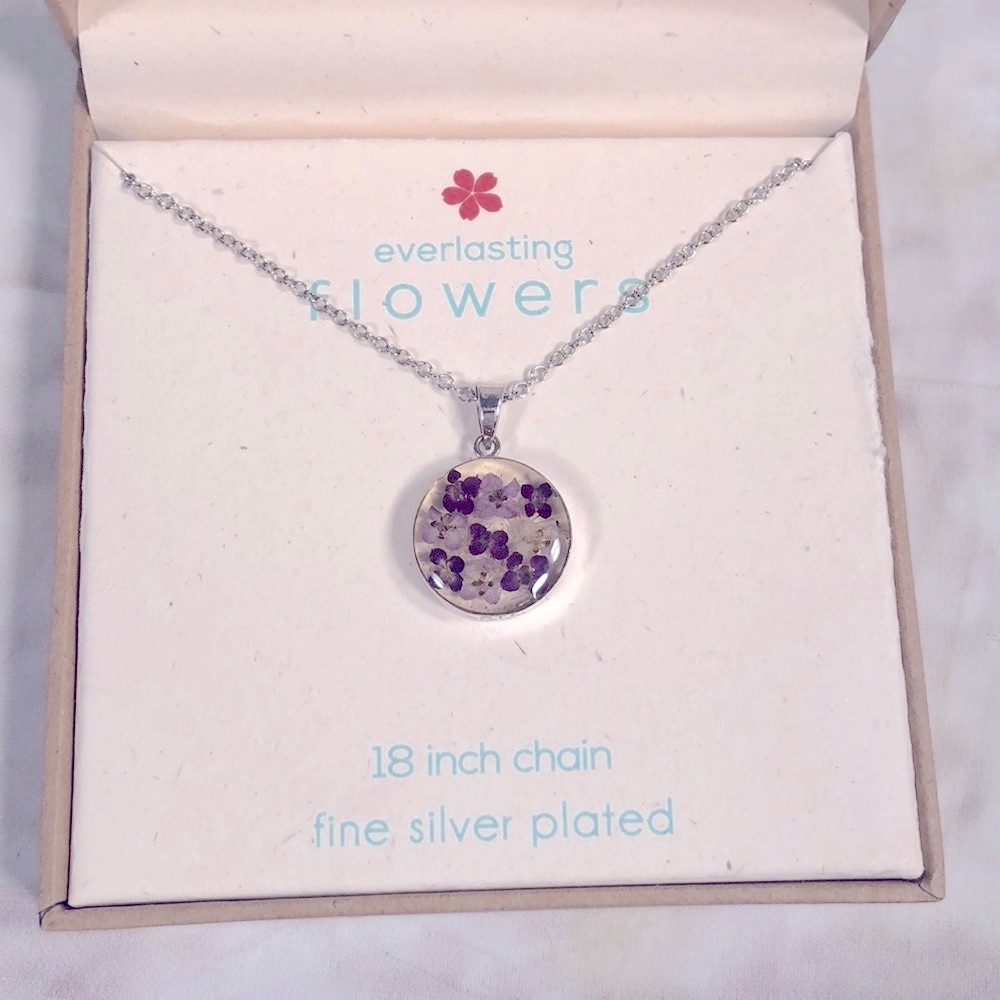 Flowers Silver Necklace 18” Round floral design Brand New in box